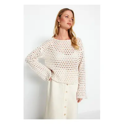 Trendyol Stone Fine Openwork/Perforated Knitwear Sweater