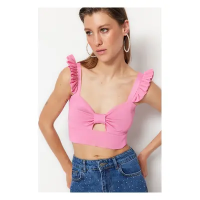 Trendyol Pink Crop Knitwear Window/Cut Out Detailed Bustier