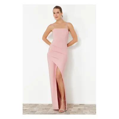 : Trendyol Dusty Rose Woven Long Elegant Evening Dress