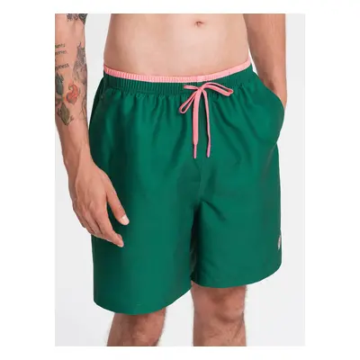 Ombre Men's two-tone ribbed swim shorts - dark green