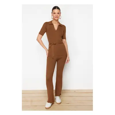 Trendyol Brown Knitwear Top-Bottom Set