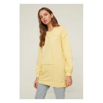 Trendyol Yellow Oversize Ribbed Detail Knitted Sweatshirt