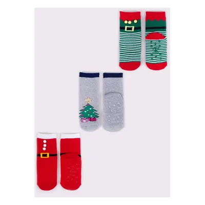 Yoclub Kids's Children's Christmas Terry 3Pack Socks SKF-X001U-AA0D-0001