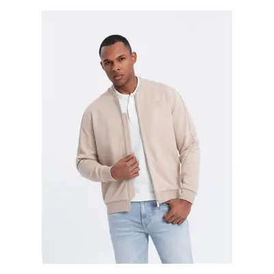 Ombre Men's lightweight bomber jacket with logo lining - light beige