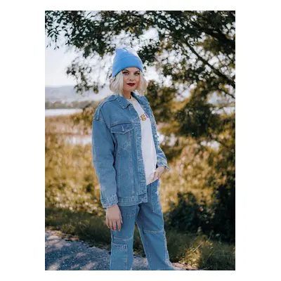 Trendyol Blue Oversize Trucker Denim Jacket