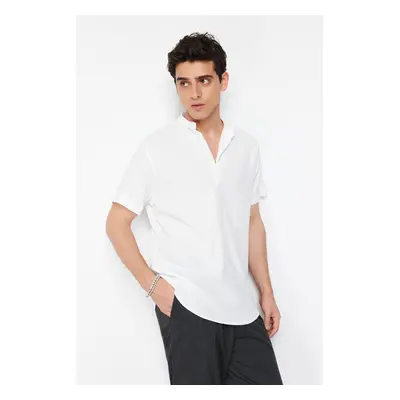 Trendyol Ecru Regular Fit Half Placket Knitted Comfortable Shirt