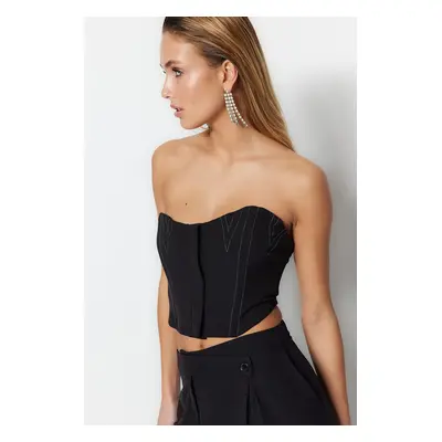 Trendyol Black Crop Lined Woven Bustier