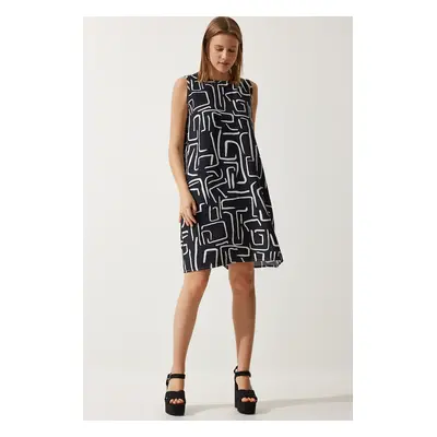 Happiness İstanbul Women's Vivid Black Patterned Summer Bell Dress