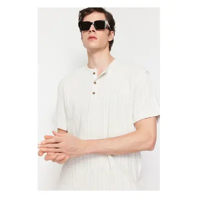 Trendyol Ecru Linen Content Oversize Fit Shirt