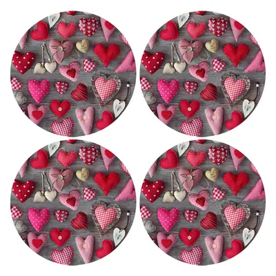 Bertoni Home Unisex's Round Table Pads Set Valentine Hearts