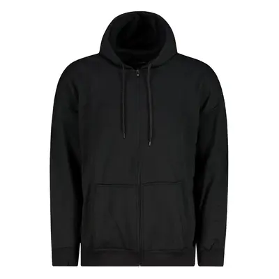 Trendyol Black Oversize/Wide Cut Hooded Zippered Sweatshirt-Cardigan