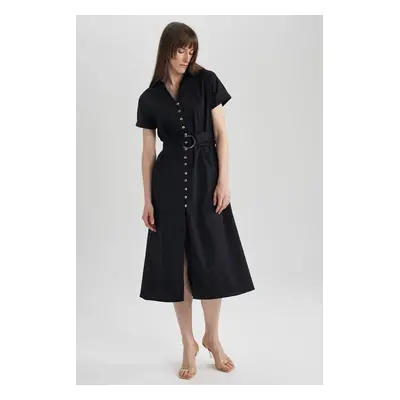 DEFACTO Short Sleeve Midi Woven Dress