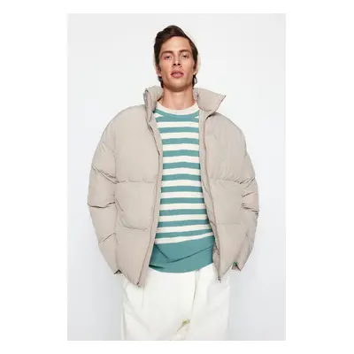 Trendyol Stone Unisex Oversize Fit Stojatý límec Puffer bunda