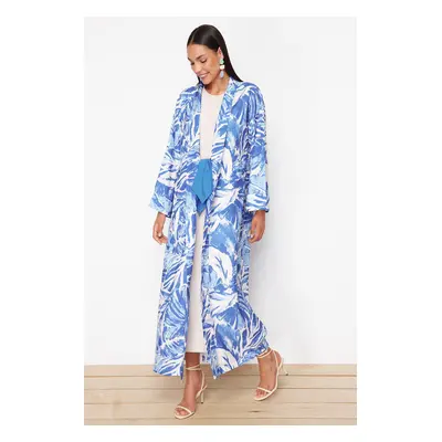 Trendyol Fuchsia Tropical Patterned Long Woven Kimono & Kaftan