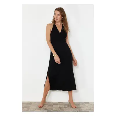 Trendyol Black Midi Woven Backless Beach Dress