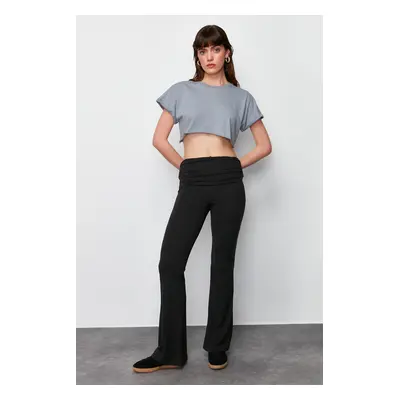 Trendyol Black Soft Fabric Waist Detailed Flare / Flare Leg Trousers