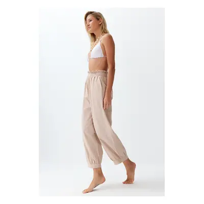 Trendyol Beige Woven 100% Cotton Beach Pants