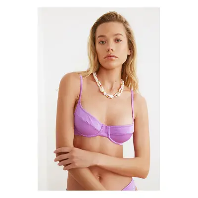 Trendyol Purple Textured Underwire Bikini Top