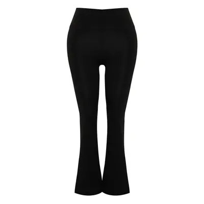 Trendyol Curve Black Slim Leg Snap Detailed Flare Leg Sports Tights