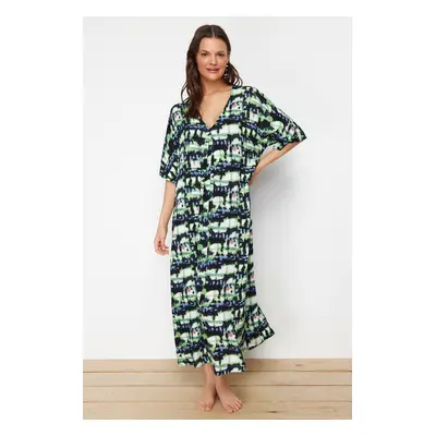 Trendyol Abstract Patterned Wide Fit Midi Woven Beach Dress