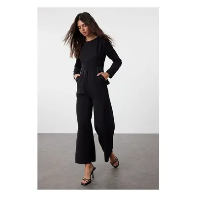 Trendyol Black Accessory Detailed Double Breasted Cut Woven Jumpsuit