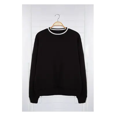 Trendyol Black Premium Oversize/Wide Cut Collar Knitwear Band Detailed Basic Inside Polar Fleece