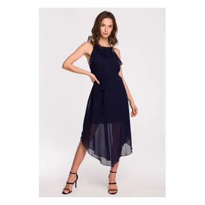 Makover Woman's Dress K137 Navy Blue