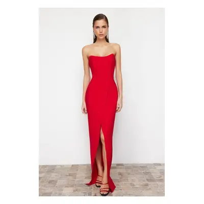 Trendyol Red Corset Detailed Woven Long Evening Dress