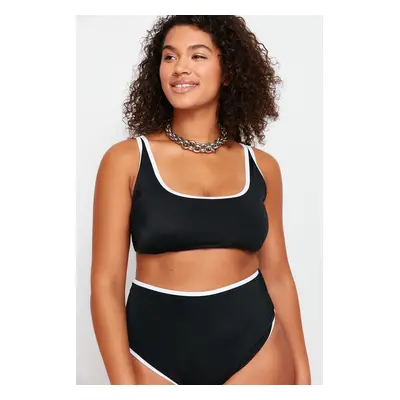 Trendyol Curve Black Contrast Piping Detail Bralette Plus Size Bikini Top