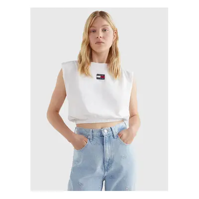 Bílé dámské cropped tričko Tommy Jeans - Dámské