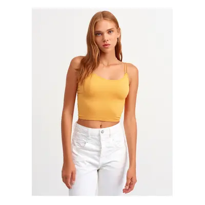 Dilvin Women's Orange Elastic Crop Top-orange