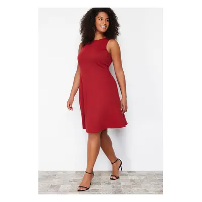 Trendyol Curve Red Stitch Detail Mini Knitted Dress