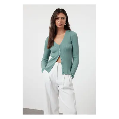 Trendyol Mint Basic V-Neck Knitwear Cardigan