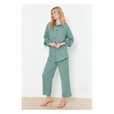 Trendyol Mint Linen Look Woven Two Piece Set