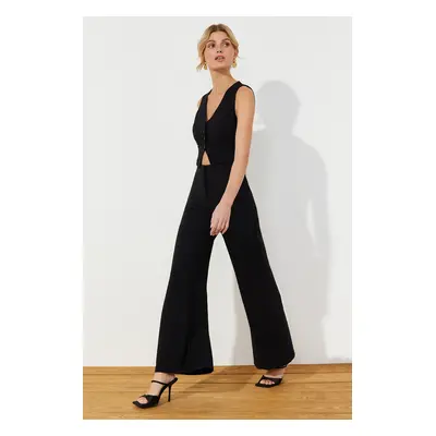 Trendyol Black Wide Leg Window Detailed Maxi Woven Jumpsuit