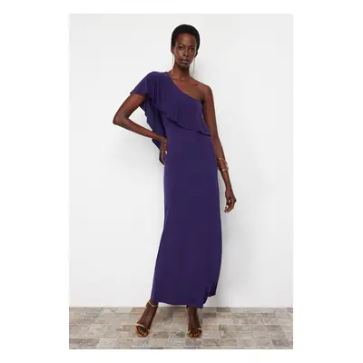 Trendyol Purple Open Waist/Skater Knitted Elegant Evening Dress