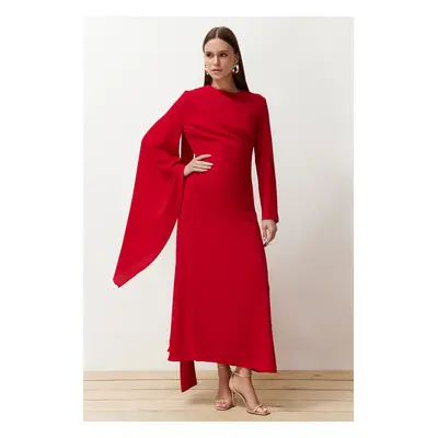 Trendyol Red Shawl Detailed Lined Evening Dress