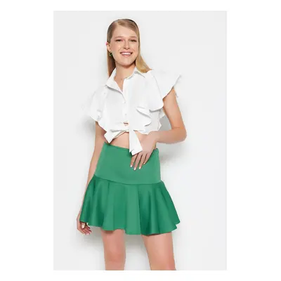 Trendyol Green With Frilled SkirtHigh Waist Scuba Flexible Knitted Skirt With Shorts