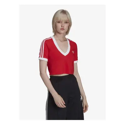 Červený dámský crop top adidas Originals - Dámské