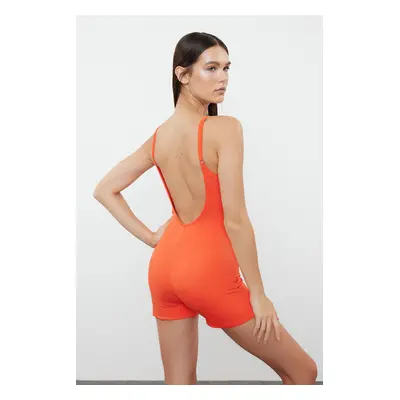 Trendyol Red V-neck Swimsuit with Polyamide Shorts