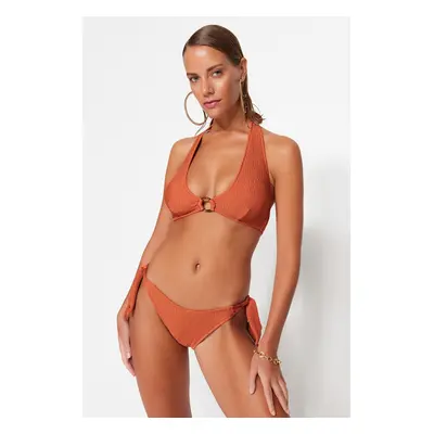 Trendyol Tile Tied Textured Normal Leg Bikini Bottom