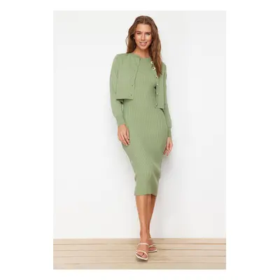 Trendyol Mint Midi Knitwear Basic Cardigan Dress