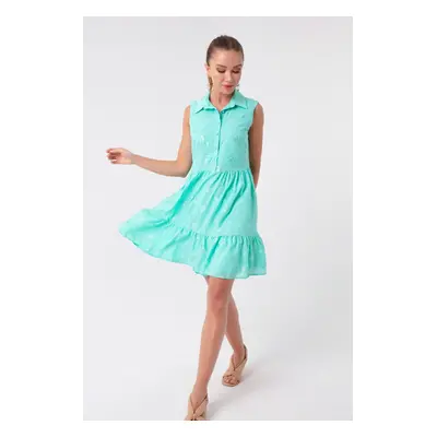 Lafaba Women's Mint Green Ruffles Mini Dress