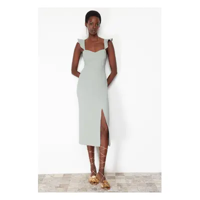 Trendyol Mint Fitted Flounce Woven Dress