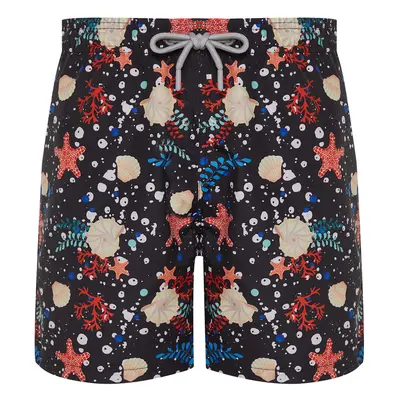 Trendyol Black Standard Size Starfish Patterned Beach Shorts