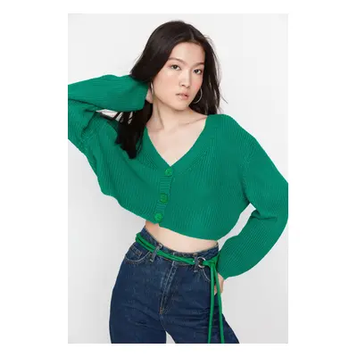 Trendyol Zelený svetr Crop Cardigan