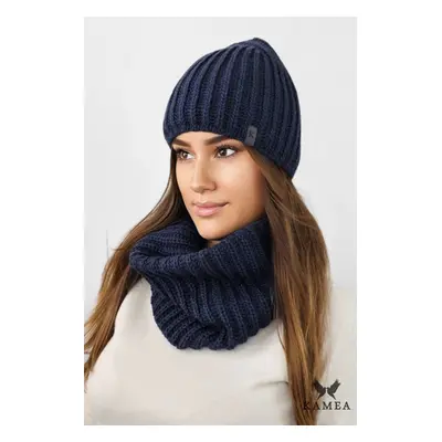 Kamea Woman's Hat&Scarf K.23.221.12 Navy Blue