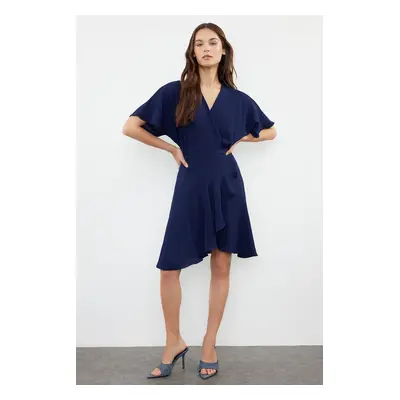 Trendyol Navy Blue Double Breasted Skirt Flounced Mini Woven Dress