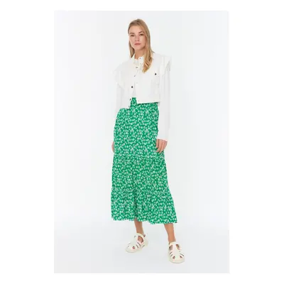 Trendyol Green Floral Pattern Knitted Skirt