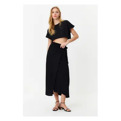 Trendyol Black Tied Viscose Woven Skirt